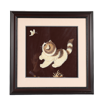 貓 麥秸畫 段計龍作品 麥稈畫 手工藝品 非遺